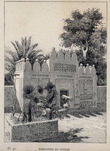 habitation du Sudan (Sudan) - gravering av 1889 i "History of human habitation at the Universal Exhibition of 1889, by Mr Charles GARNIER - Librairie centrale des beaux-arts Paris 1889 av Unknown artist