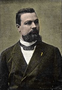 portrett av Gerard Encausse, kjent som Papus-okkultist, medgründer av Martinistordenen (1865-1916). av Unknown artist