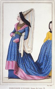 portrett av Margaret av Skottland, Dauphine av Frankrike - Datter av James I, konge av Skottland og kone til Ludvig XI. 1418-1445. gravering fra 1830. av Unknown artist