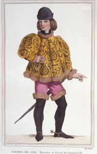 portrett av Pierre de Giac, favoritt til Charles VII, minister og finansinspektør. Gravering fra 1830 av Unknown artist