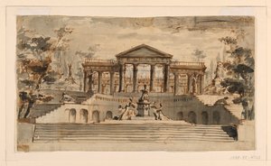 Scenedesign: Åpent tempel i en hage