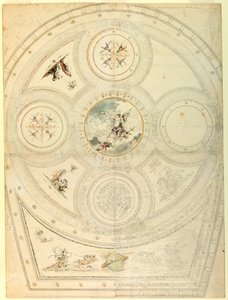 Tegning, takdekorasjon, Teatro Valle, Roma, 1821