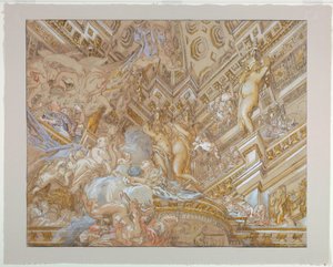 Tegning, takdesign, ca. 1727