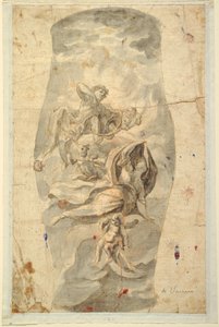 Tegning, takdesign med Apollo, ca. 1780