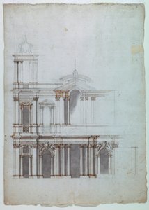 Tegning, kirkefasade, 1700-tallet