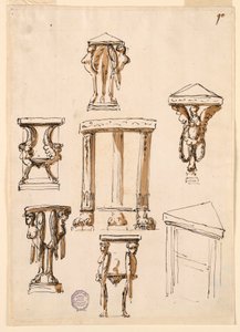 Tegning, konsollbord, ca. 1800 av Unknown artistUnknown artist