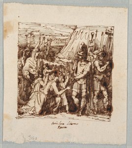Tegning, Coriolanus samtykker i å oppheve beleiringen av Roma, sent på 1800-tallet av Unknown artistUnknown artist