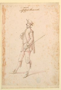 Tegning, kostymedesign: En kaptein for en ballett, ca. 1720 av Unknown artistUnknown artist