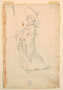 Tegning, kostymedesign: En jente i fantastisk antrekk til en ballett, ca. 1720 av Unknown artistUnknown artist