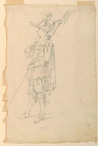 Tegning, kostymedesign: En hellebardier til en ballett, ca. 1720
