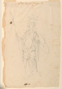 Tegning, kostymedesign: Afrika for en ballett, ca. 1720