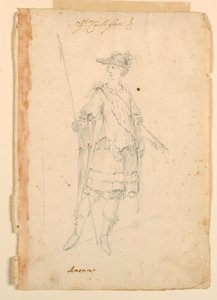 Tegning, kostymedesign: Amerika for en ballett, ca. 1720 av Unknown artistUnknown artist