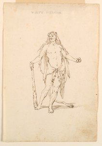 Tegning, kostymedesign: Heroisk kraft for en ballett, ca. 1720