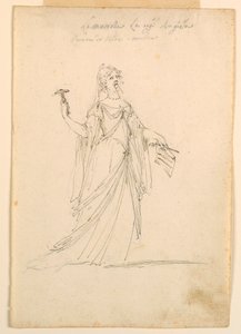 Tegning, kostymedesign: Musikk til ballett, ca. 1720