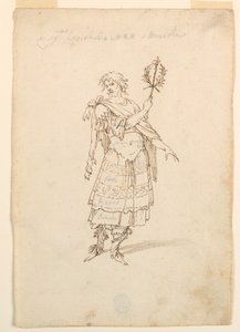 Tegning, kostymedesign: Mot og musikk for en ballett, ca. 1720 av Unknown artistUnknown artist