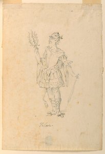 Tegning, kostymedesign: Tapperhet for en ballett, ca. 1720 av Unknown artistUnknown artist