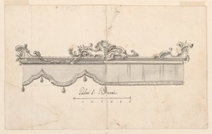 Tegning, Topp av et baldakin (V: figurskisser), ca. 1750–75