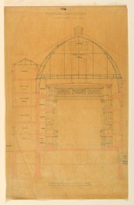 Tegning, tverrsnitt av Théâtre de l#39;Ambigu Comique i Paris, ca. 1825–40 av Unknown artistUnknown artist
