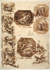 Tegning, Amor og Psyke: Fire åttekanter og åtte tegninger av Amor, 1810–15