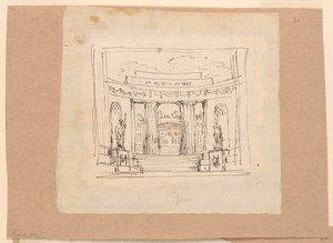 Tegning, gardindesign, buet portal, antikk arkitektur, tidlig på 1800-tallet av Unknown artistUnknown artist