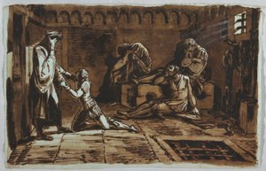 Tegning, Grev Ugolinos og sønnenes død, 1815–1823 av Unknown artistUnknown artist