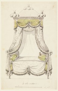 Tegning, design for en seng i romersk stil, 1780 av Unknown artistUnknown artist