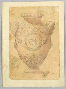 Tegning, design for en kameovase, 1800-tallet