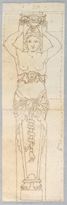 Tegning, design for en karyatid, 1700-tallet av Unknown artistUnknown artist