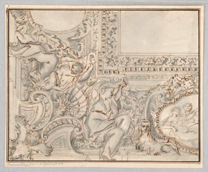Tegning, design for et tak, 1700- og 1800-tallet av Unknown artistUnknown artist