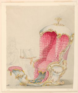 Tegning, design for en sjeselong, ca. 1810 av Unknown artistUnknown artist