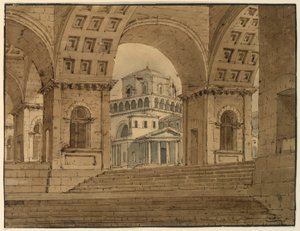 Tegning, scenografi, utsikt over byen fra palasset, tidlig på 1800-tallet av Unknown artistUnknown artist