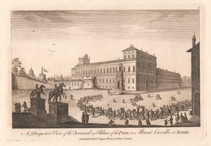 En perspektivvisning av Quirinal eller Pavepalasset, på Mount Cavalle i Roma av Unknown artist