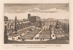En perspektivvisning av setet til Belevedere i Vaticano nær Roma av Unknown artist