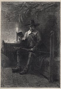 En skotsk puritaner - 1800-tallsillustrasjon for den historiske romanen "The Puritans of Scotland" (Old Mortality) av Walter Scott (1771-1832) av Unknown artist