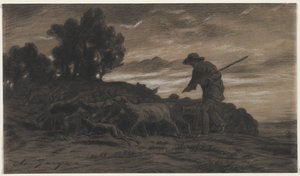En hyrde med flokken sin av Unknown artist