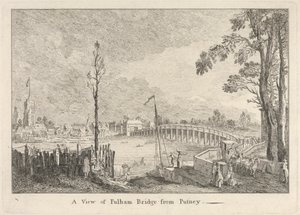 Utsikt over Fulham Bridge fra Putney av Unknown artist