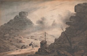 En utsikt over Valley of Stones, Devon, med en scene i Tempest, 1. akt av Unknown artist
