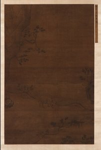 En vannbøffel og en flokkgutt nær en bekk av Unknown artist