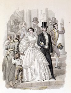 Et borgerlig bryllup, gravering fra 1860. av Unknown artist