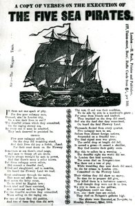 En kopi av vers om henrettelsen av de fem sjøpiratene, ca. 1864 av Unknown artist