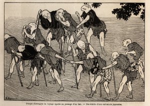 En gruppe blinde egars ved passasjen av en gue; deres skrøpelighet tvinger dem til å spesialisere seg i massasje, de reiser ved å gi hendene sine, hver holder en fjellpinne på størrelse med en fløyte, med lyden som de signaliserer deres nærvær til familier av Unknown artist