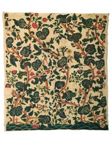 Et stort crewel-panel (ull) av Unknown artist