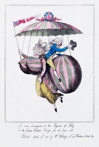 'En ny formidling i dårskapens regioner, eller dameballongkjolen for året 1786' av Unknown artist