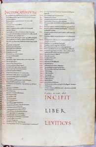 En side fra Bibelen fra det 11. århundre med begynnelsen av Leviticus-boken av Unknown artist
