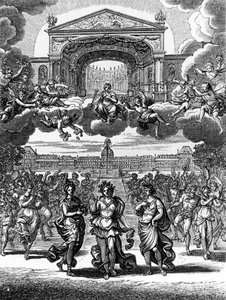En scene av Alceste av Jean Baptiste Lully (Giovanni Battista Lulli) (1632-1687). av Unknown artist