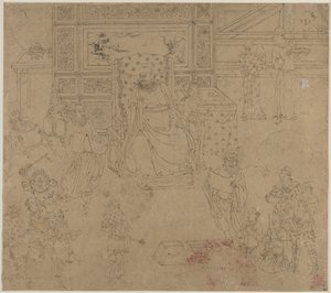 Album med daoistiske og buddhistiske temaer: Kings of Hells: Leaf 34 av Unknown artist
