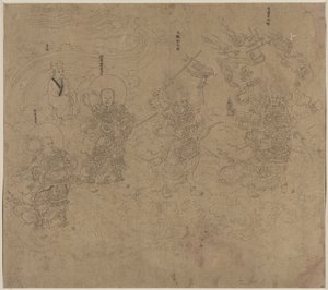Album med daoistiske og buddhistiske temaer: Procession of Daoist Deities: Leaf 11 av Unknown artist