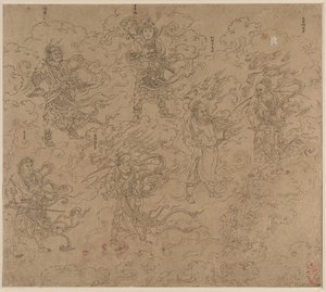 Album med daoistiske og buddhistiske temaer: Procession of Daoist Deities: Leaf 19 av Unknown artist