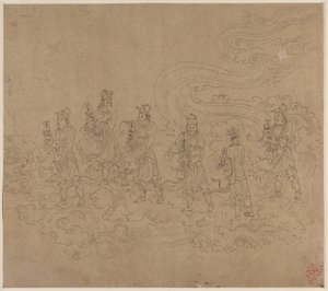 Album med daoistiske og buddhistiske temaer: Procession of Daoist Deities: Leaf 23 av Unknown artist