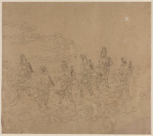 Album med daoistiske og buddhistiske temaer: Procession of Daoist Deities: Leaf 24 av Unknown artist